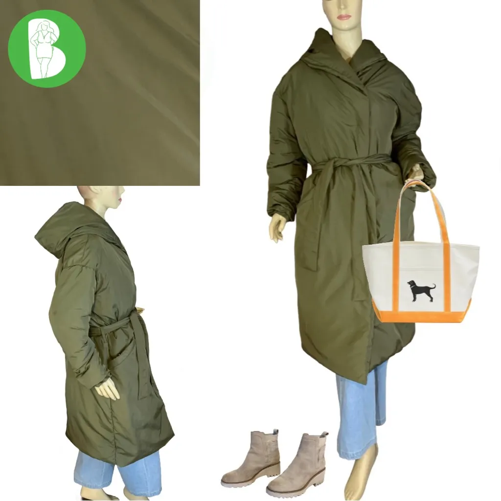 GB BY GIANI BINI FOR DILLARDS ARMY GREEN SLEEPING BAG STYLE PUFFER COAT (S) - Image 2