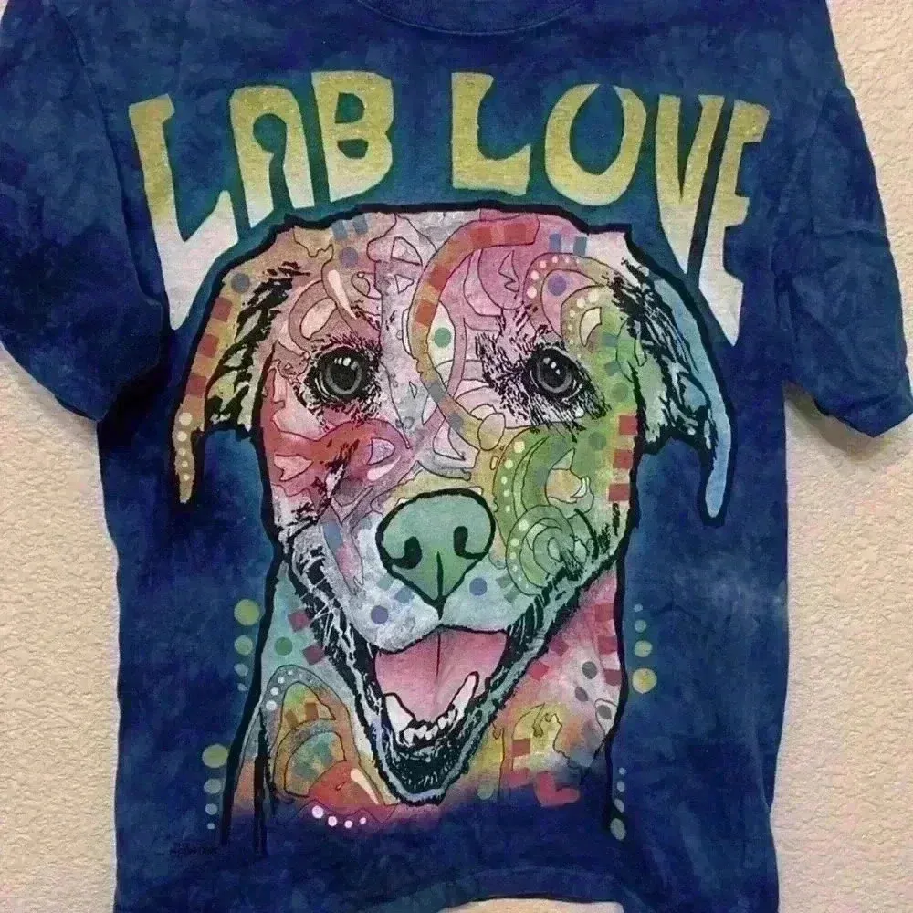 The Mountain Lab Love tie dye t shirt sz S colorful 80s hippie boho dog lover - Image 2