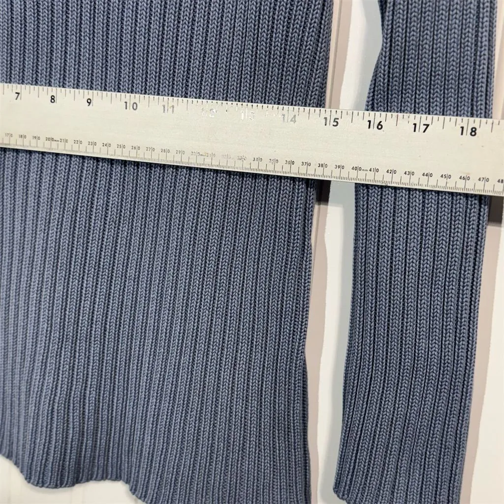 Vintage Brooks Brothers Sweater M Blue Ribbed Knit 100% Cotton Made in Hong Kong - Image 7
