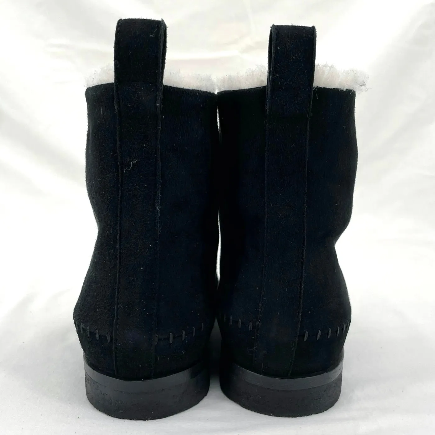 Jenni Kayne Black Suede Shearling Moc Boot Neutral Minimalist Ankle Bootie 38 - Image 8