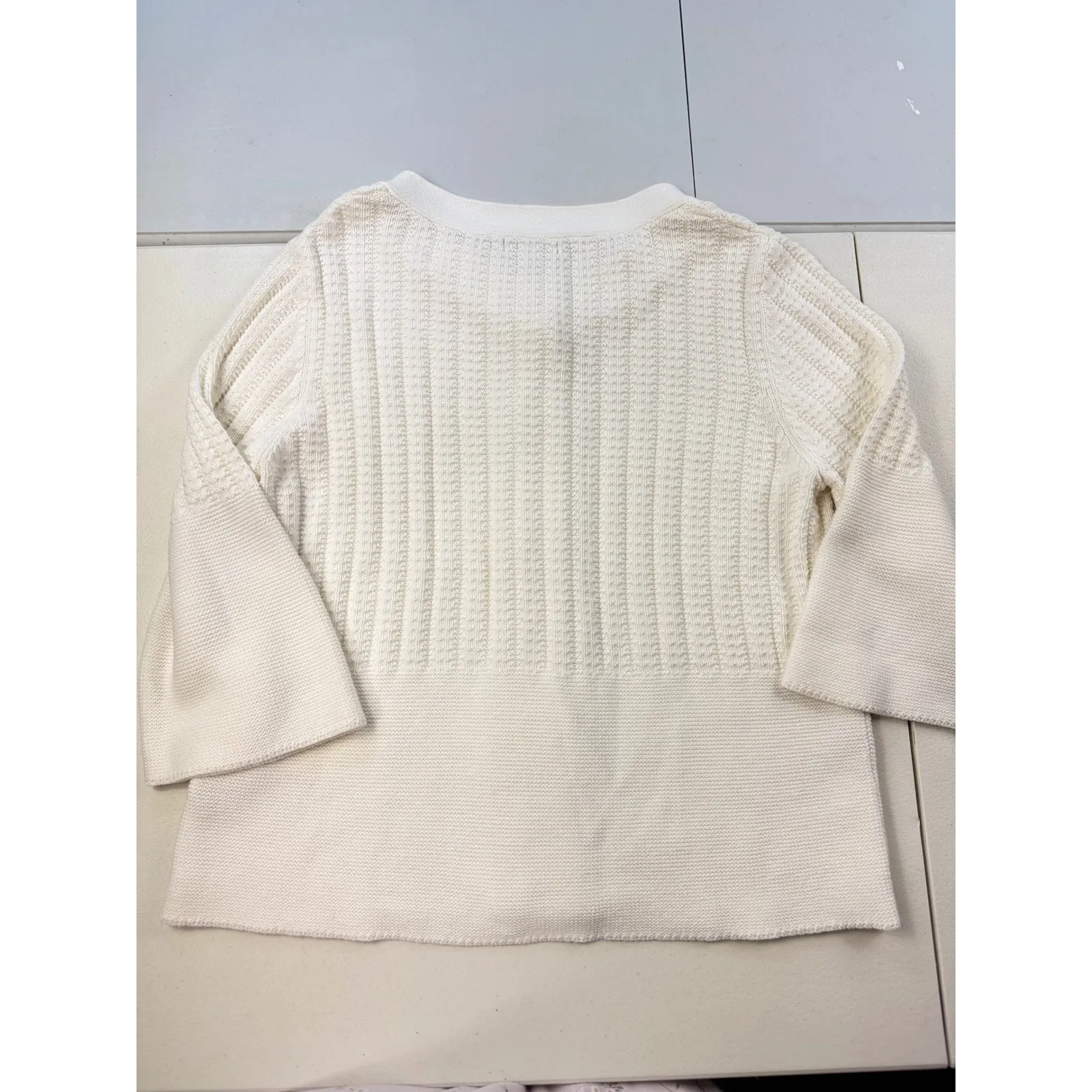 Willow Bay Button Front Cardigan Women's XL Cream Cotton Blend 3/4 Sleeve - Image 7