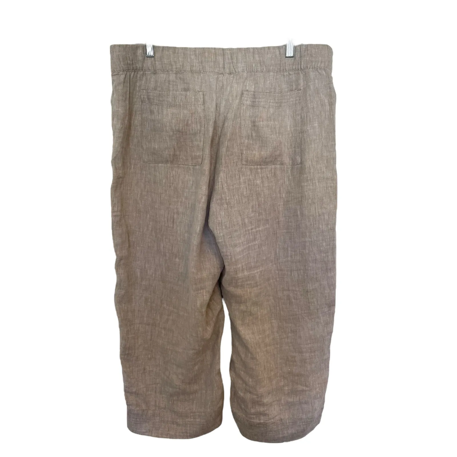 Pure Jill Linen Trapunto Cropped Pull On Pants Light Sable Womens Size Large P Brown - Image 5
