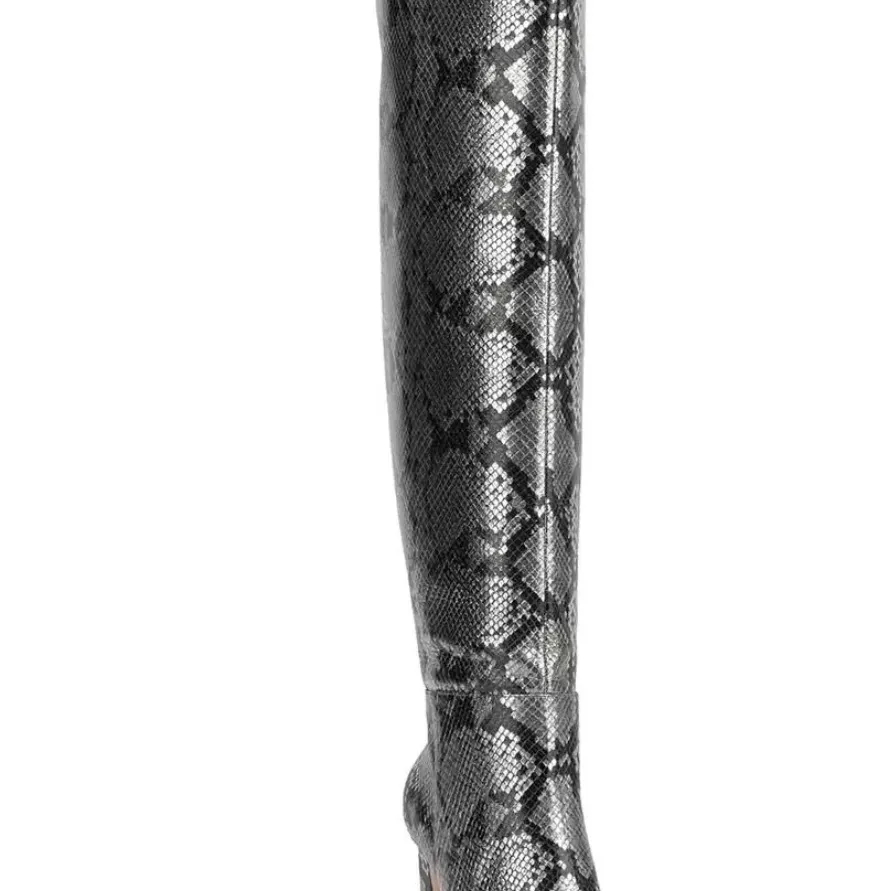 NEW Jessica Simpson Women's Mistia Over-The-Knee Boots In  Chrome Snake - Image 5