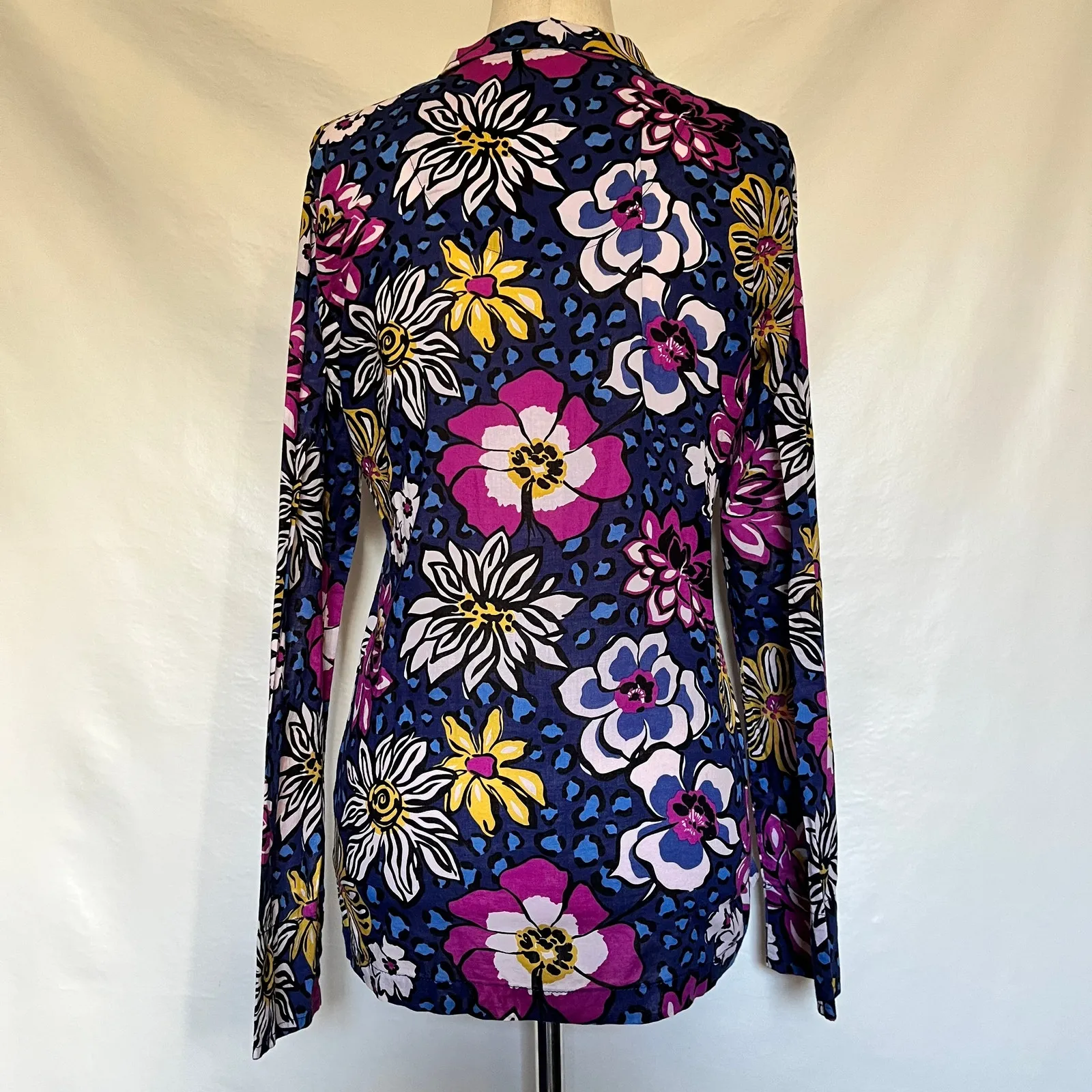 Vera Bradley Violet Floral Button Womens Shirt Size XS Preppy Y2K Retro Boho - Image 9