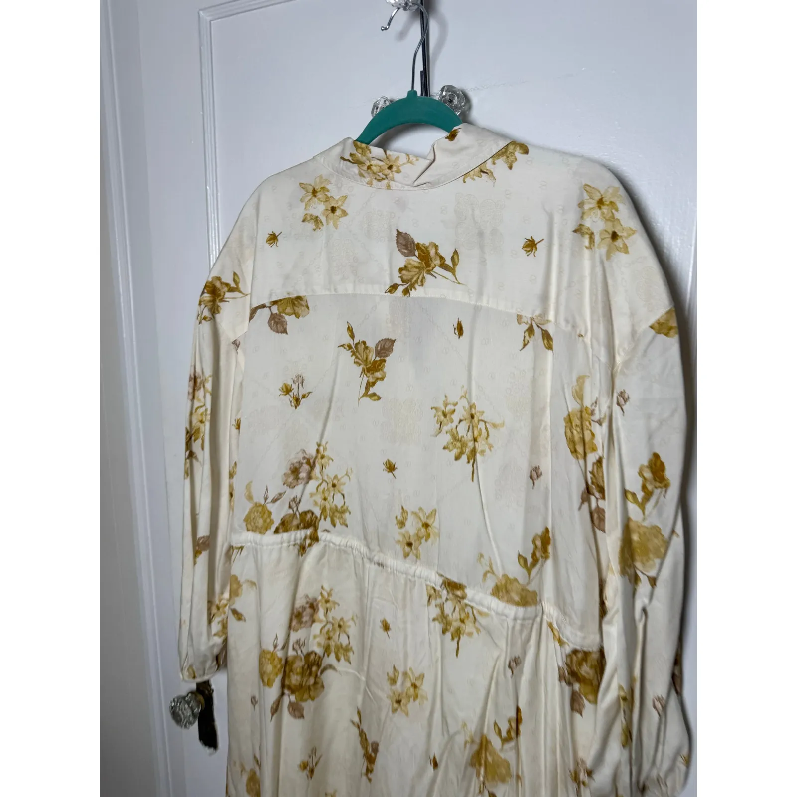 Target X Wrangler Floral Long Sleeve Utility Midi Shirt Dress Cream NEW Size LG - Image 8