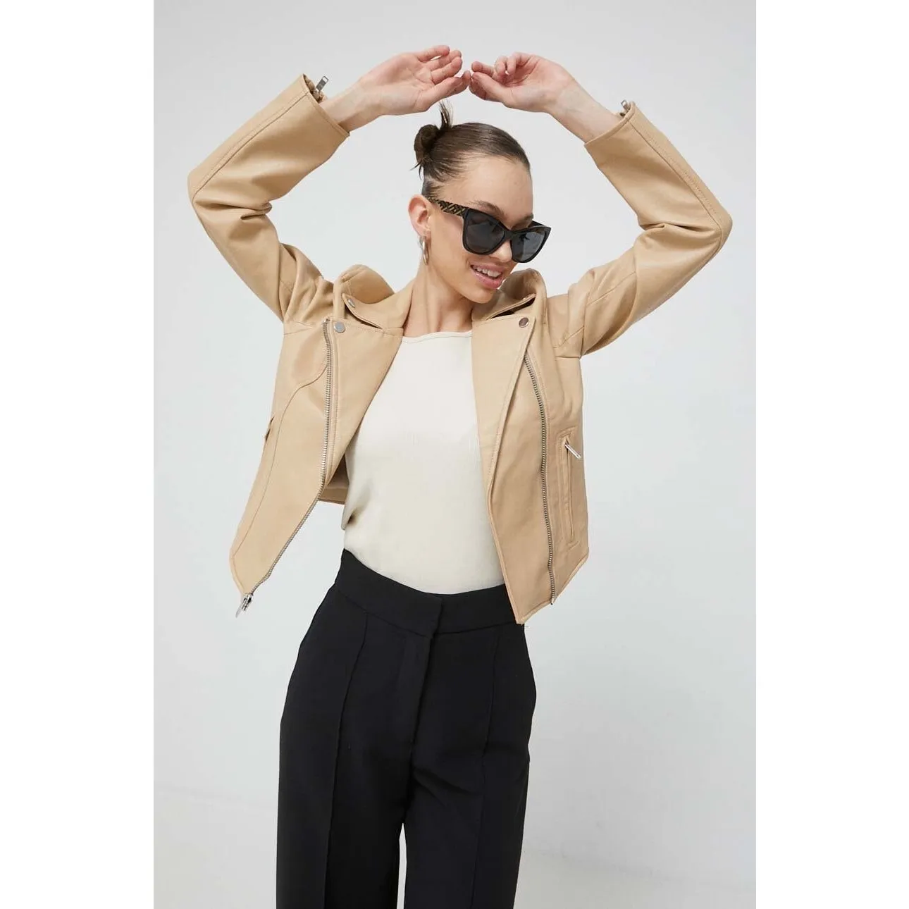 Abercrombie & Fitch Vegan Faux Leather Moto Motorcycle Jacket Womens L New NWT - Image 12