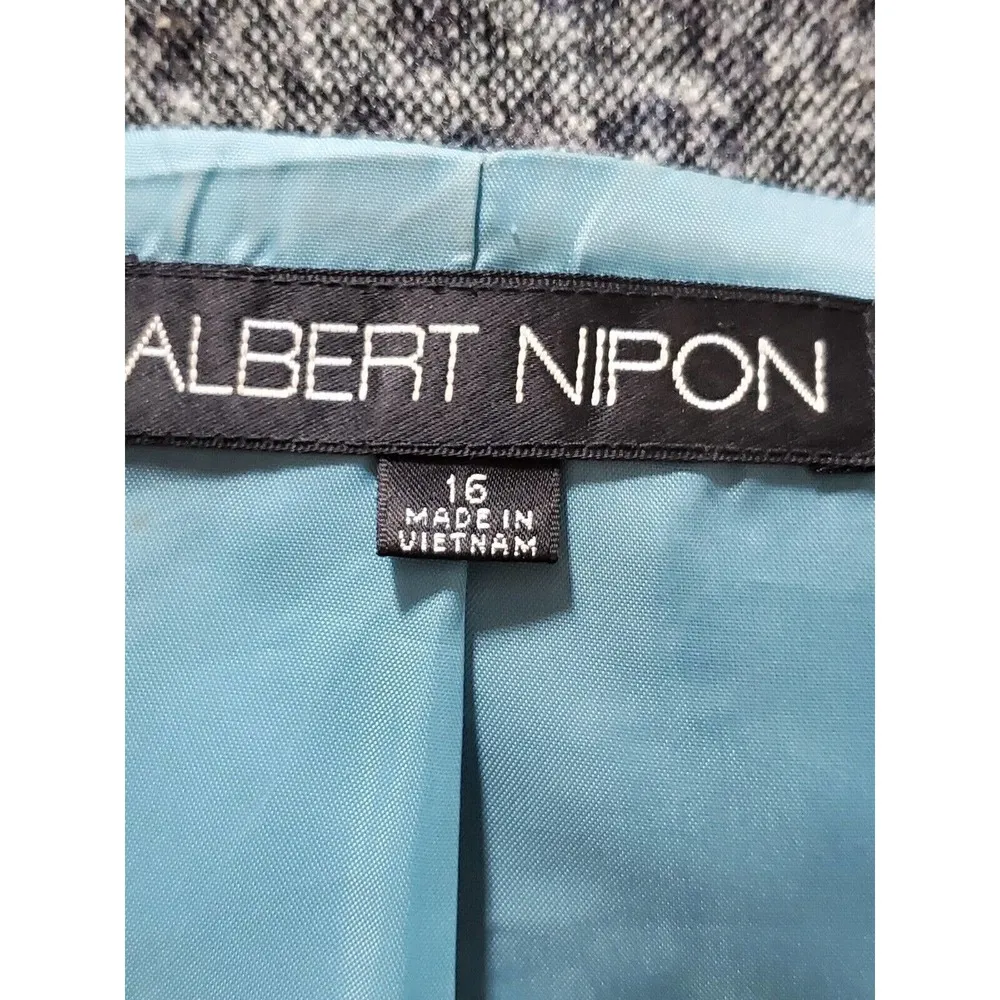 Albert Nipon Women's Gray Polyester Long Sleeve Jacket & Skirt 2 Piece Suit 16 - Image 8