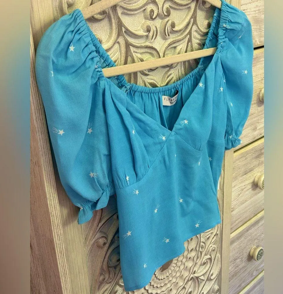 Flynn Skye Wilson Top Shooting Star size small NWT cropped puff sleeves zipper - Image 6