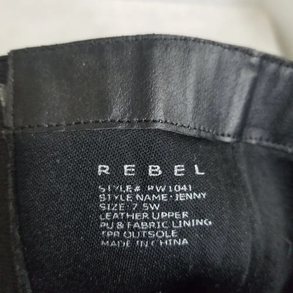 Rebel "Jenny" Leather Boots Black Size 7.5 - Image 6