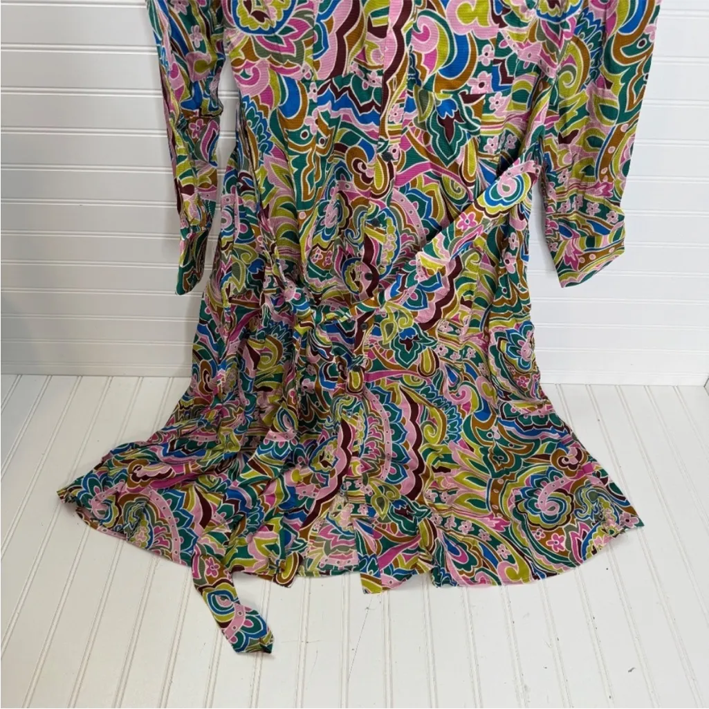 Boden Green Kate Satin Shirt Dress US Size 14R Pink - Image 4