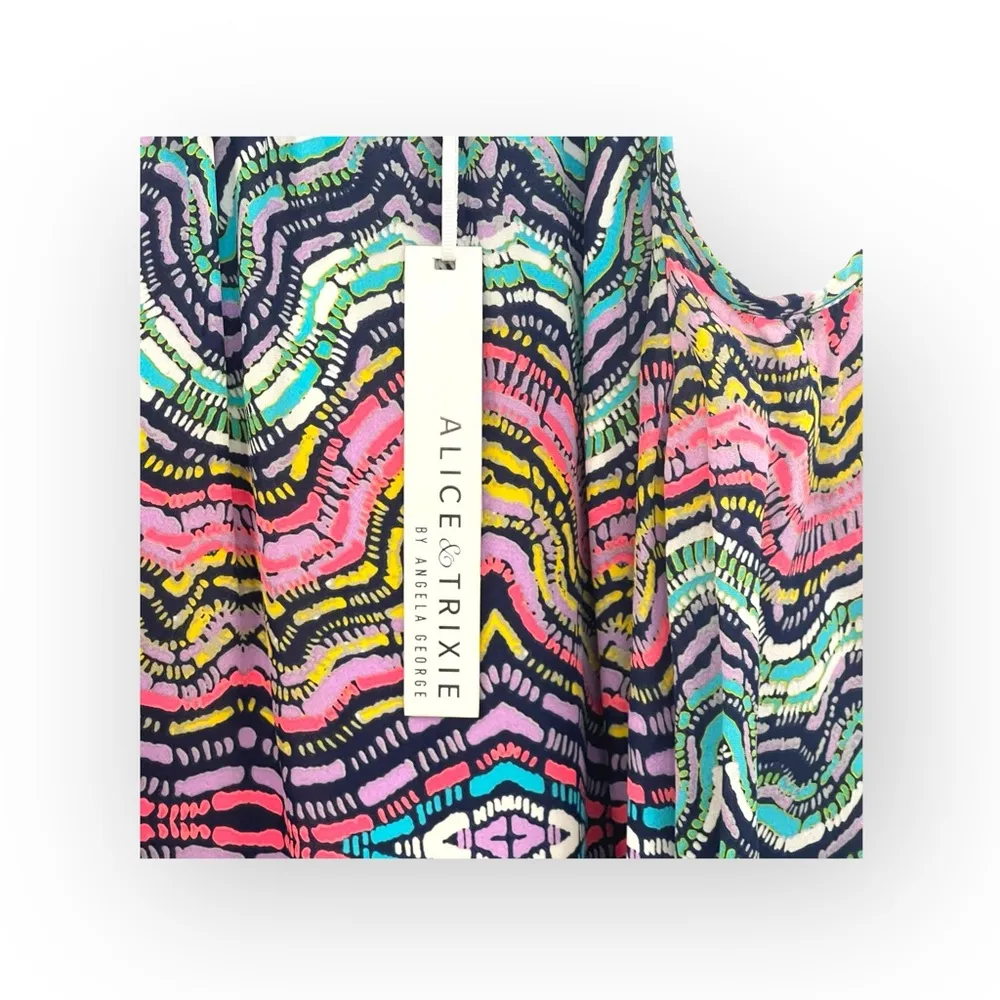 new Alice & Trixie ᪣ Kyra Print Silk Cold Shoulder Dress ᪣ Vibrant Gem Print ᪣ S - Image 7