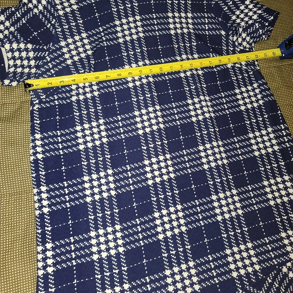 Violet B Women Blue&White Polyester Short Sleeve Scoop Neck Knee Length Dress 2X - Image 12