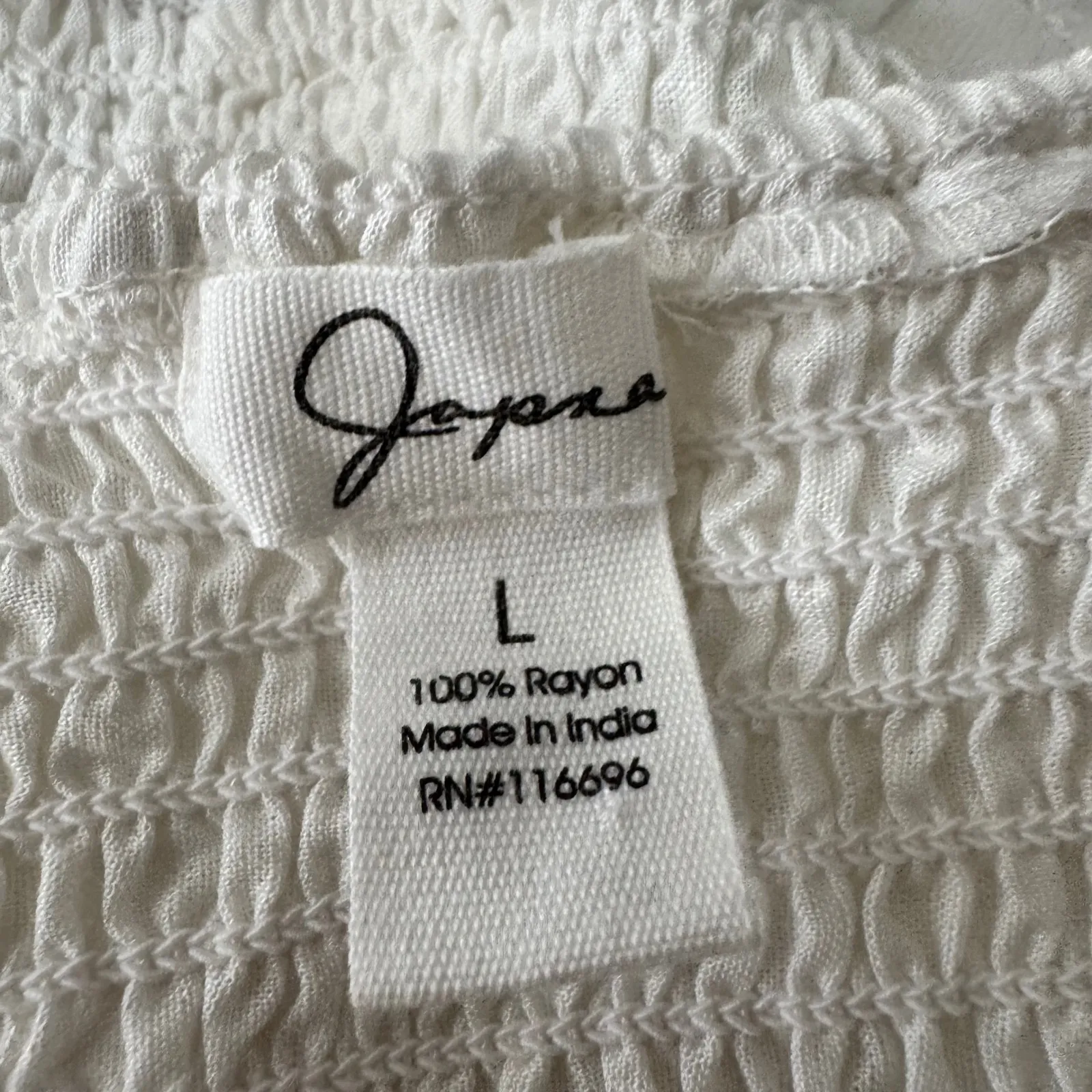 Japana White Cinched Drawstring Crop Top Cap Sleeve Smocked Size L Size L - Image 6