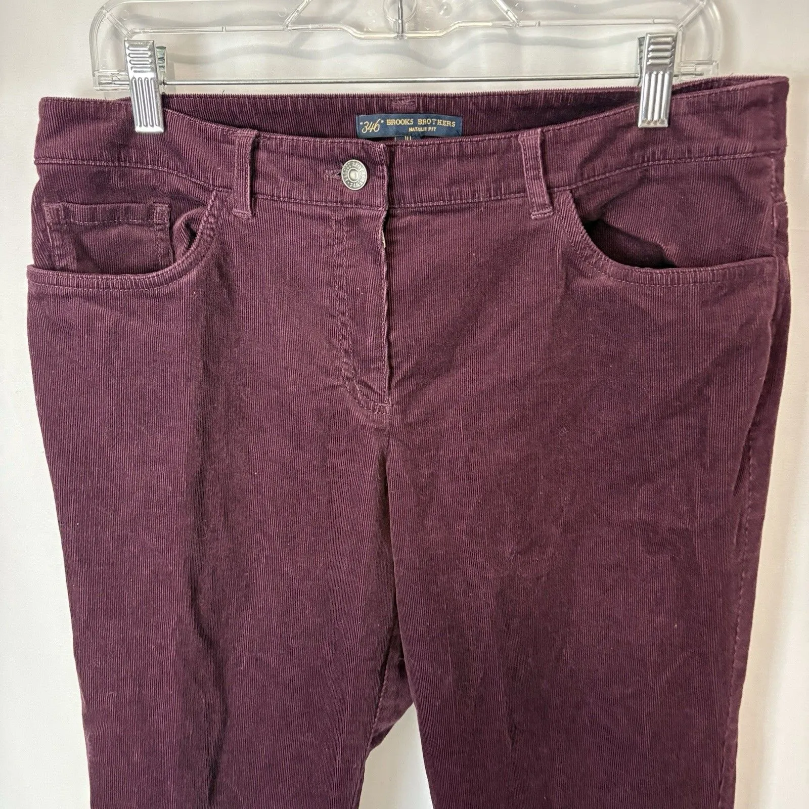Brooks Brothers Women’s 10 Straight Leg Pants Burgundy Red Corduroy Natalie Fit - Image 2