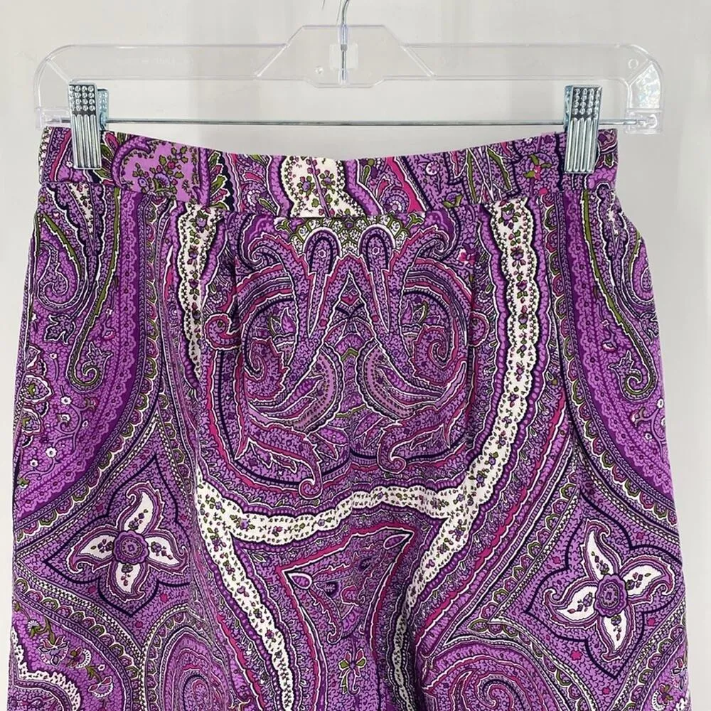 Homemade retro top & culottes puff half sleeves pockets wide leg cropped size XS Purple - Image 10