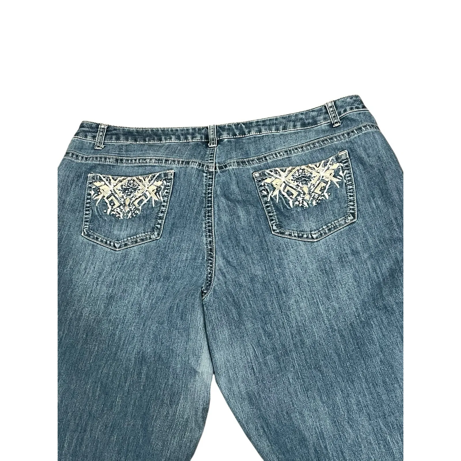CJ Banks Jeans Women's Size 24 W Petite Blue Denim Jeans Bling Pockets - Image 4
