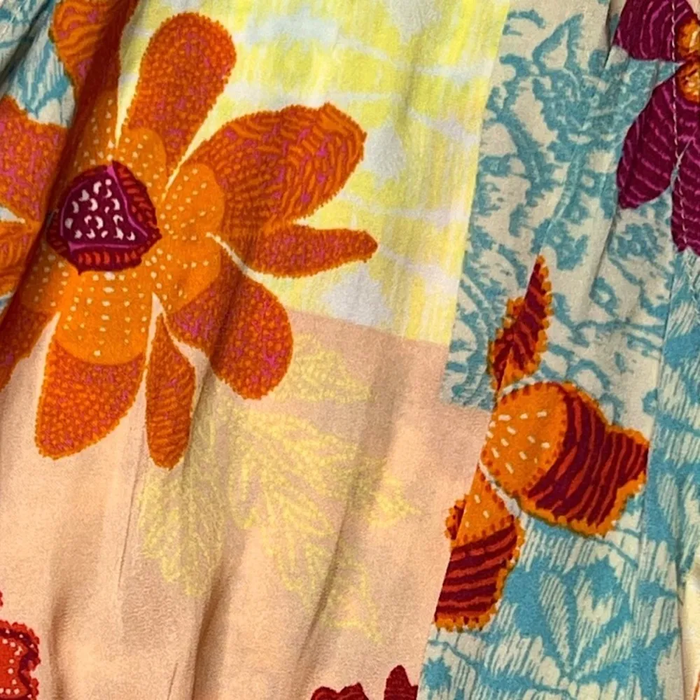 FREE PEOPLE Tropical Floral Surplice Sleeveless Top w Adjustable Shoulder Ties - Image 3