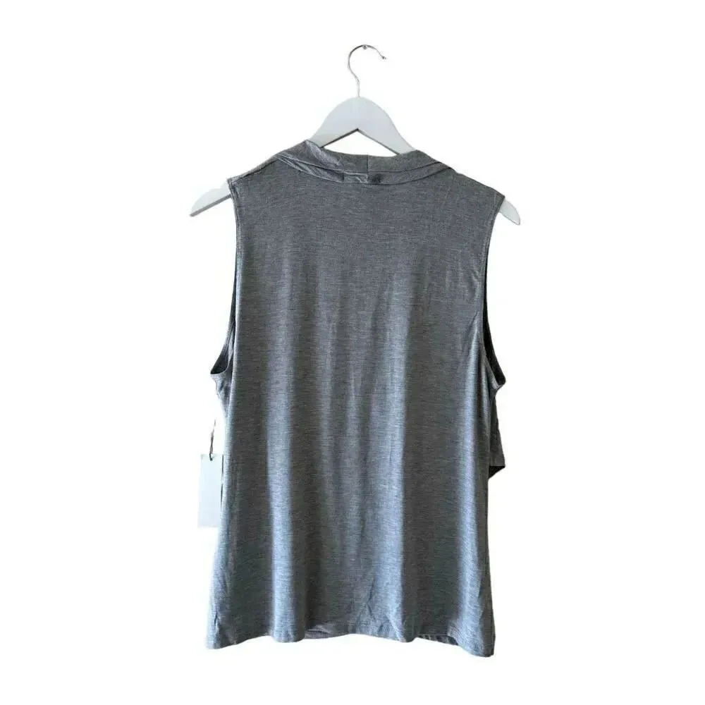 Nine Britton Solid Gray Wrap Front Crossover Front Knit Sleeveless SZ M # 1895 - Image 6