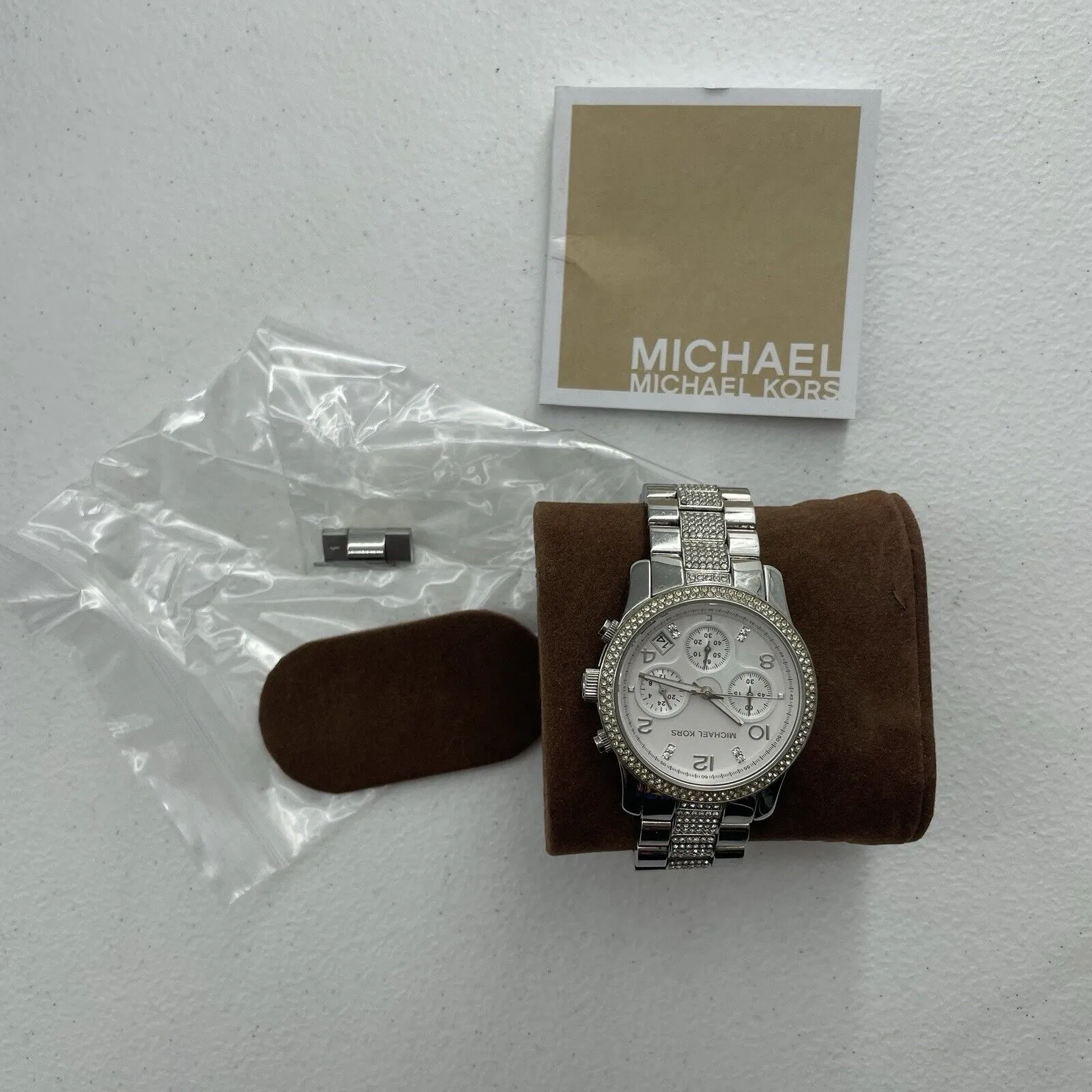 Michael Kors Watch Women's Runway Chronograph SSWhite Crystal Silver Tone Dial - Image 12
