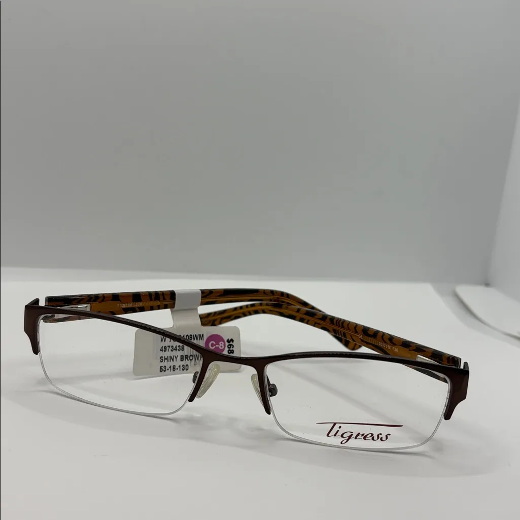Tigress Women's TGS108 Prescription Eyeglasses shiny Brown tiger print NWT - Image 9