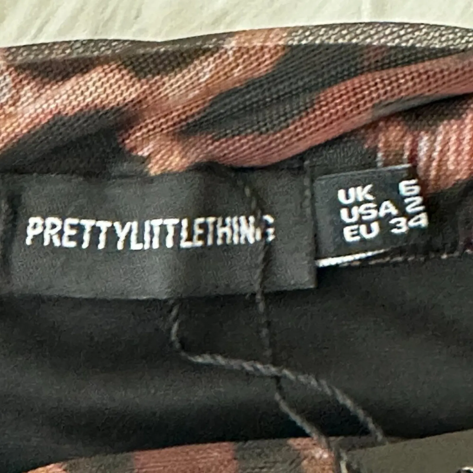 NWT PrettyLittleThing Micro Mini Skirt Womens 2 Brown Leopard Print Mesh Y2K - Image 5