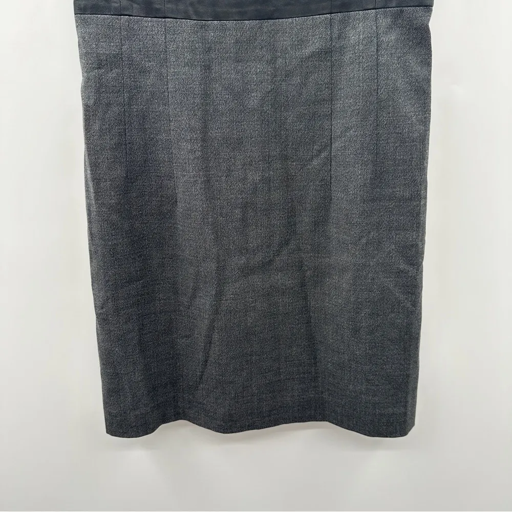 Theory Tirionne C Magistrate Charcoal & Black Leather Wool Sheath Dress Sz 6 NEW - Image 5