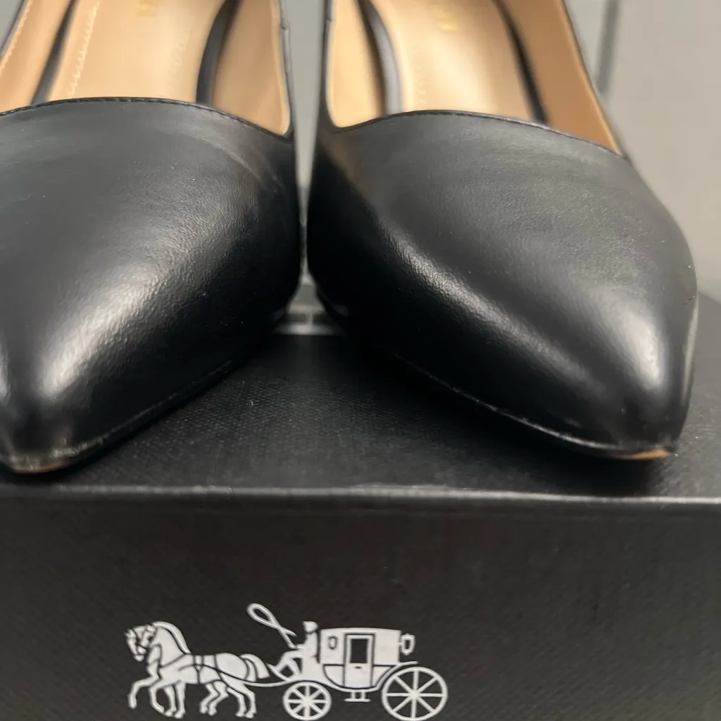 Coach Elegant Black Pointed Heels with Gold Trim Size 9.5 - Image 2