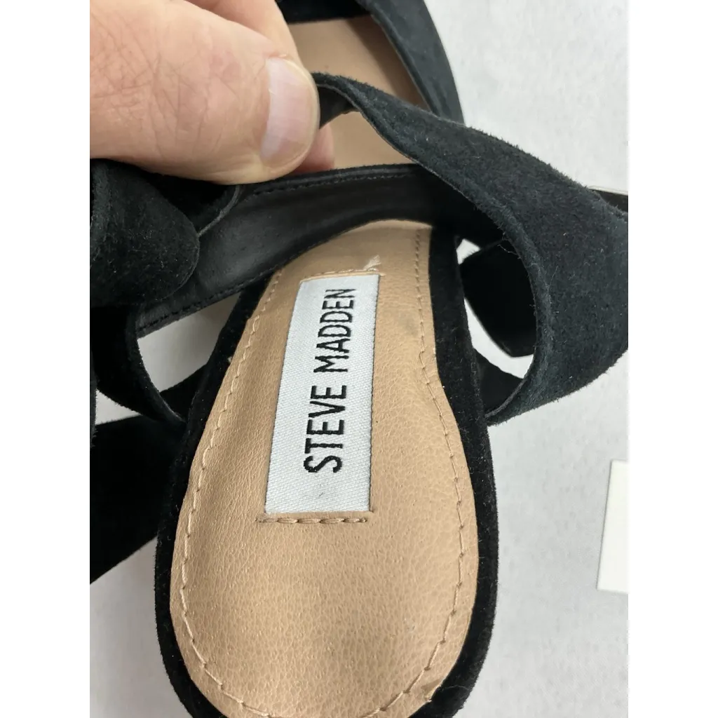 Womans Steve Madden Jillyy Platform Dress Shoes Black 6 M Peeptoe Strappy Heel - Image 6