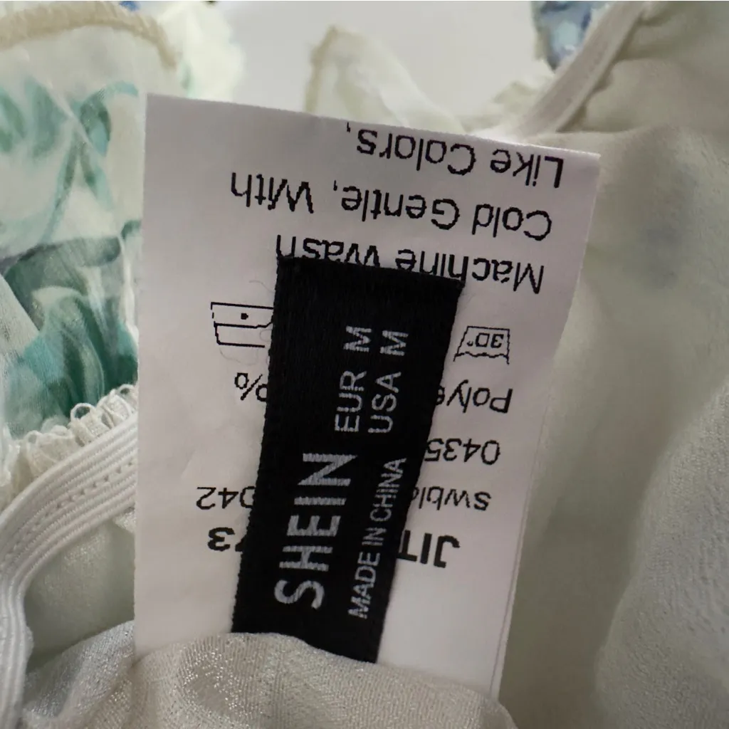 Shein Floral Off-Shoulder Ruffle Top Long Sleeve Cropped Crop Frilly Spring EUC - Image 10