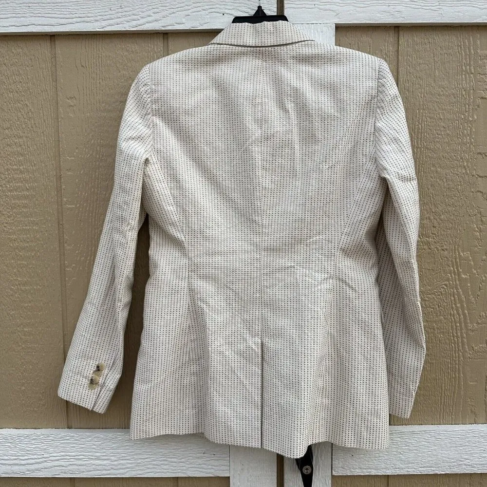 Lafayette 148 Ivory Tan 3 Button Blazer Jacket Women’s Size 4 Cotton Linen - Image 2