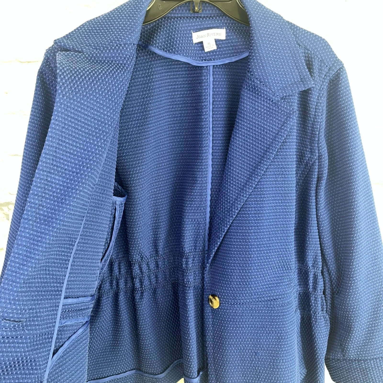 Joan Rivers Contemporary Chic Textured Royal Blue 3/4 Sleeves Blazer Size XL - Image 8