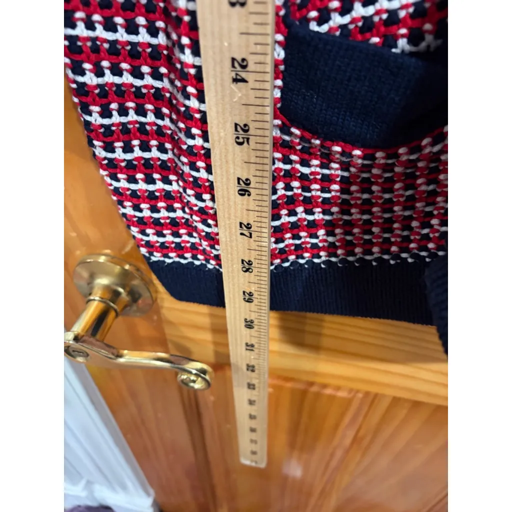 Talbots Woman Petites 3XP Cotton Textured Knit Open Front Cardigan Sweater Red - Image 5