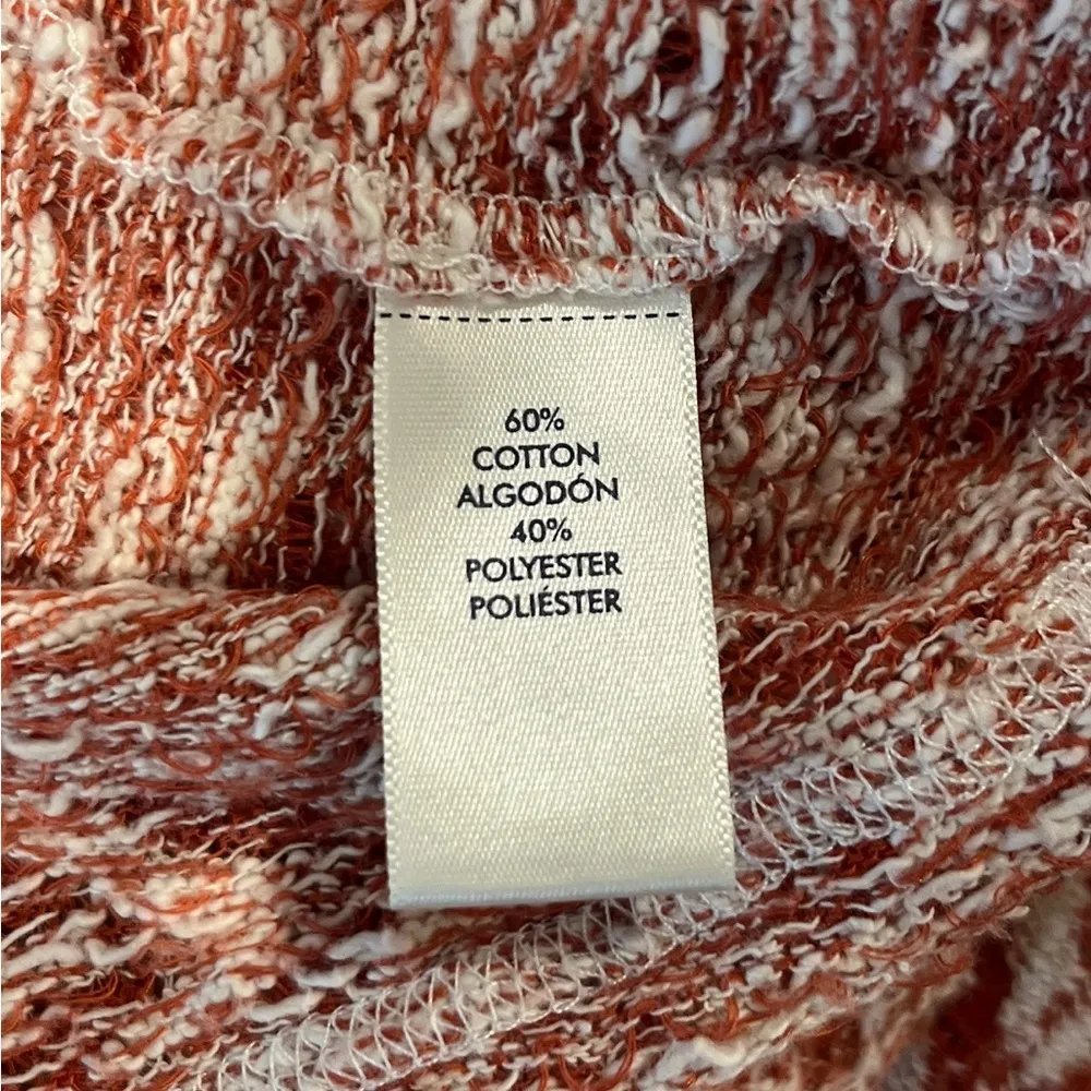 BKE Cropped Pullover Sweater Burnt Orange Ivory Mock Neck Size M - Image 7