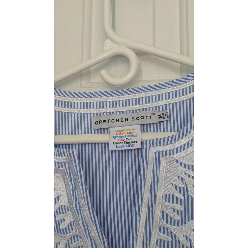 Women's Gretchen Scott Striped Tunic Top Size M Blue White - Image 4