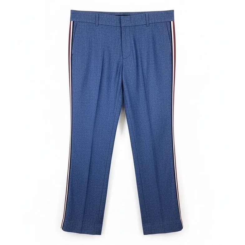 Old Navy  Pixie Ankle Pants Blue Red White Stripe Side Linen Blend Womens Size 14 - Image 4