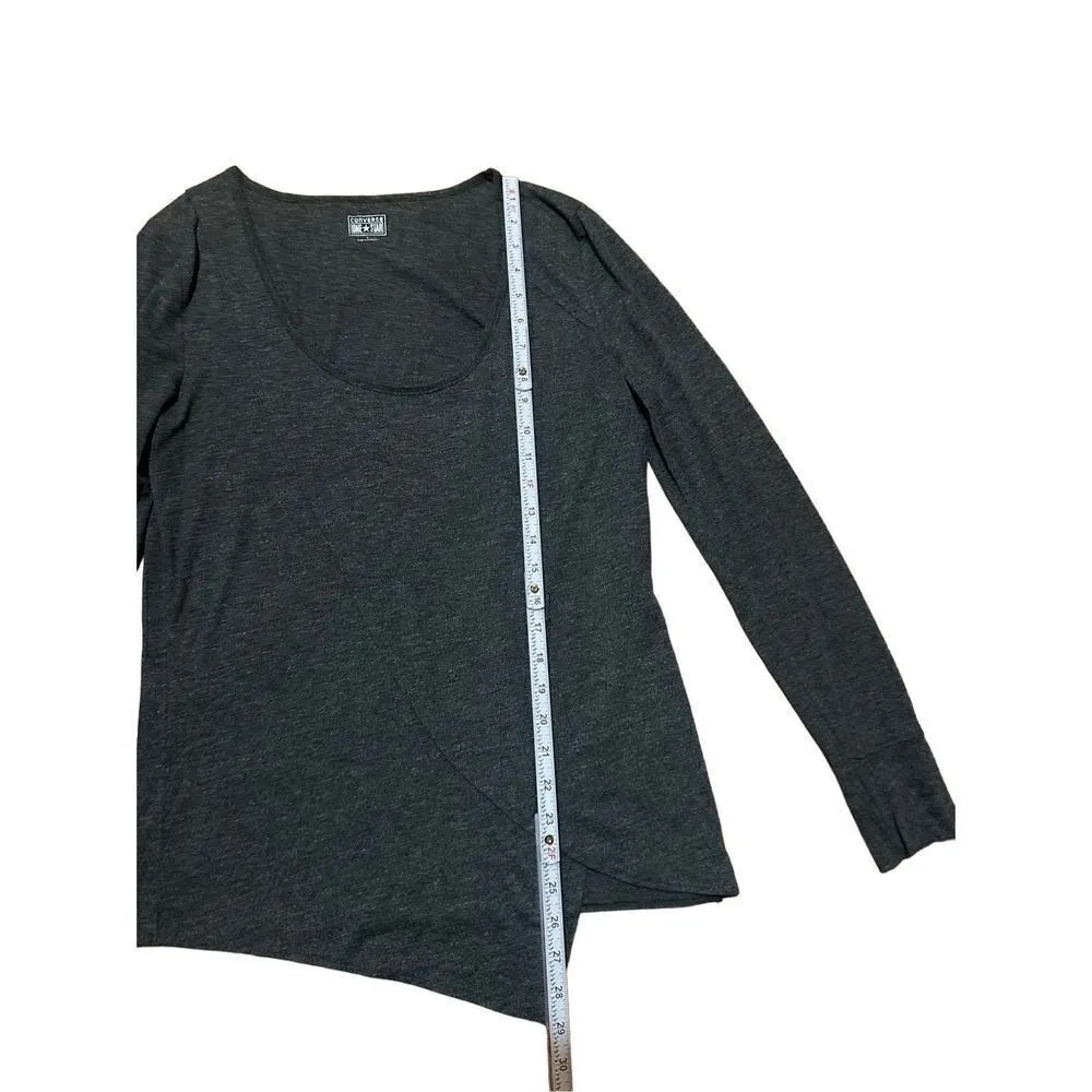 Converse Long Sleeve Faux Wrap Style Top sz L gray - Image 4