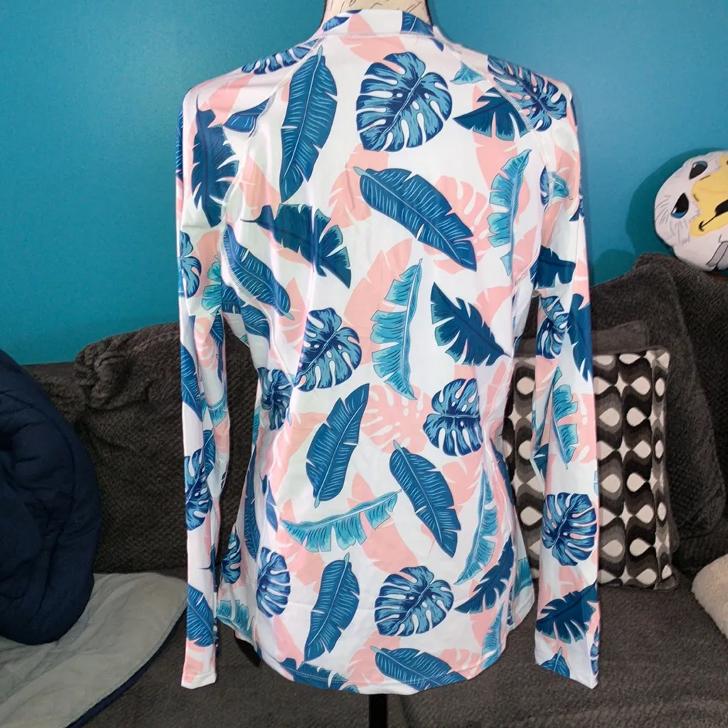 NWT DACI Women's Long Sleeve Rash Guard Bathing Suit Zipper, XXL Blue - Image 6