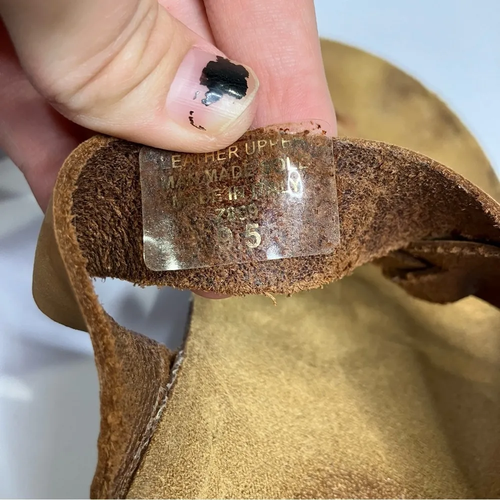 Mila Paoli‎ braided leather wedge sandals size 9.5 Tan - Image 7