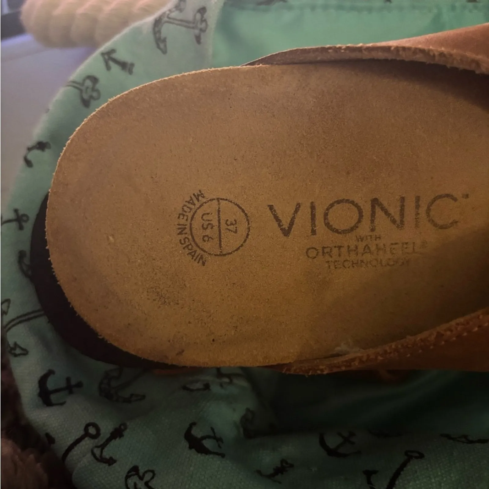 Vionic Rosario Sz6 Orthaheel  Spain Tan Leather Comfort Slides Sandals Shoes - Image 6