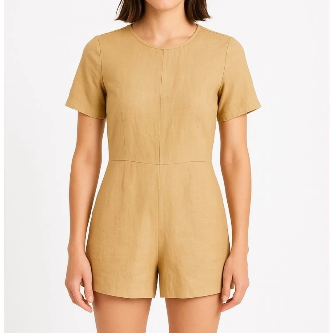 Ilana Kohn Lee Romper Mustard Yellow Cotton Short Sleeve Size 16 NWOT - Image 5