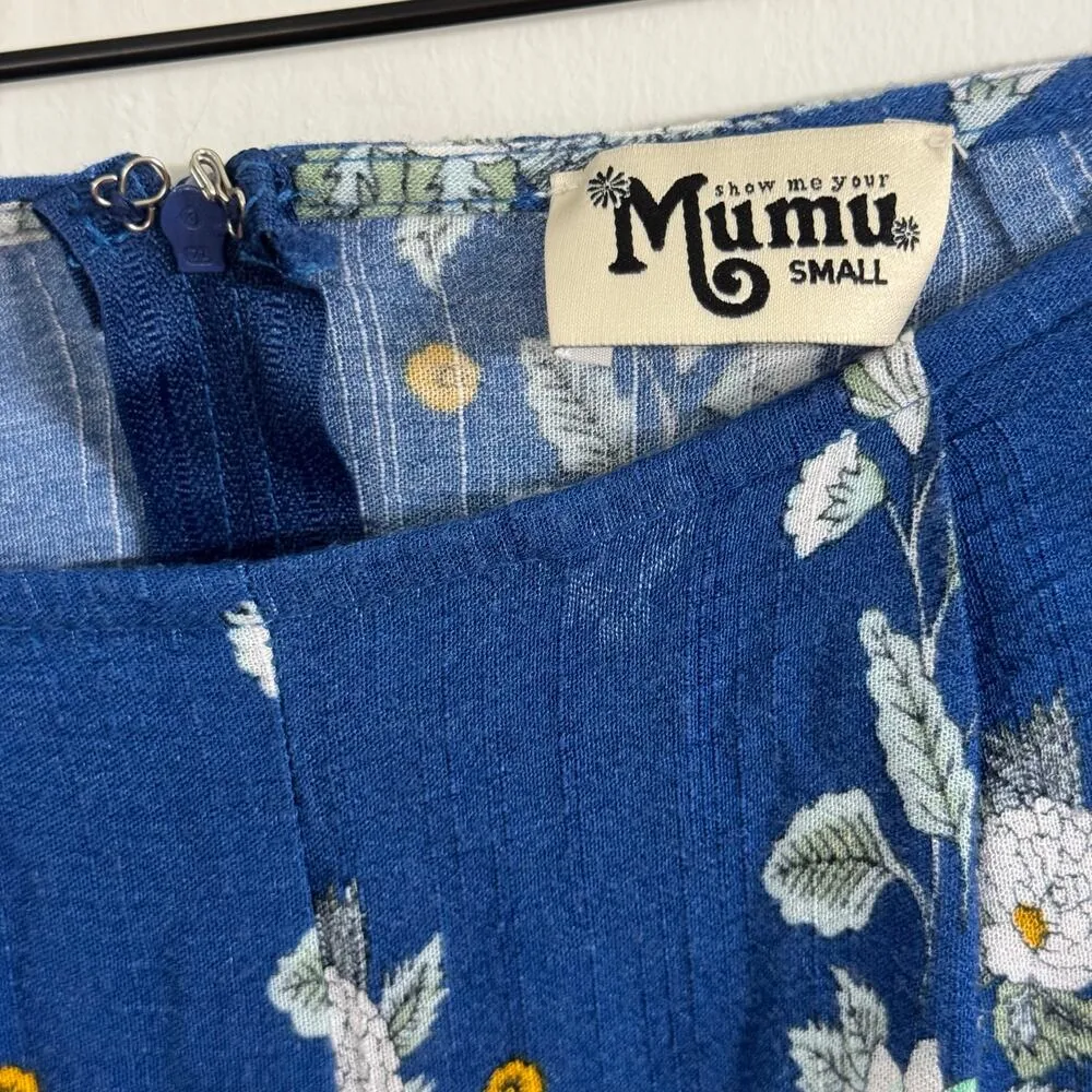 Show Me Your Mumu Sawyer Brunch of Blooms Blue Floral Shorts Size Small - Image 2