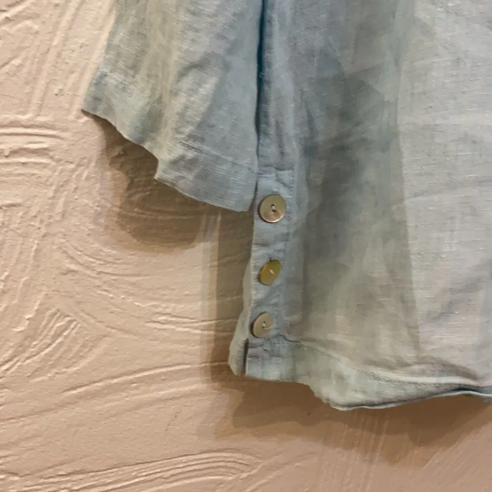 St tropes side buttons linen shirt L - Image 3