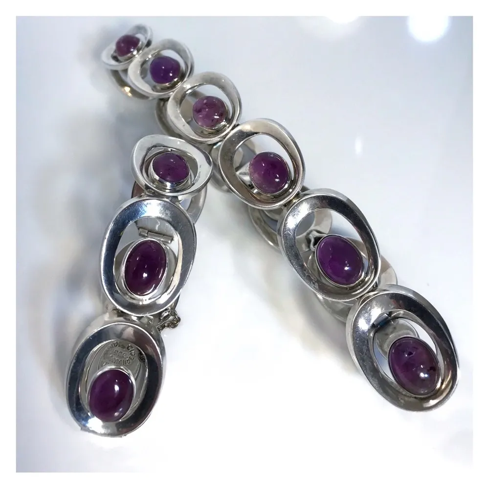 RARE DESIGNER FIDENCIO E. SERRANO STERLING 925 1960’s CHOKER & BRACELET Silver - Image 11