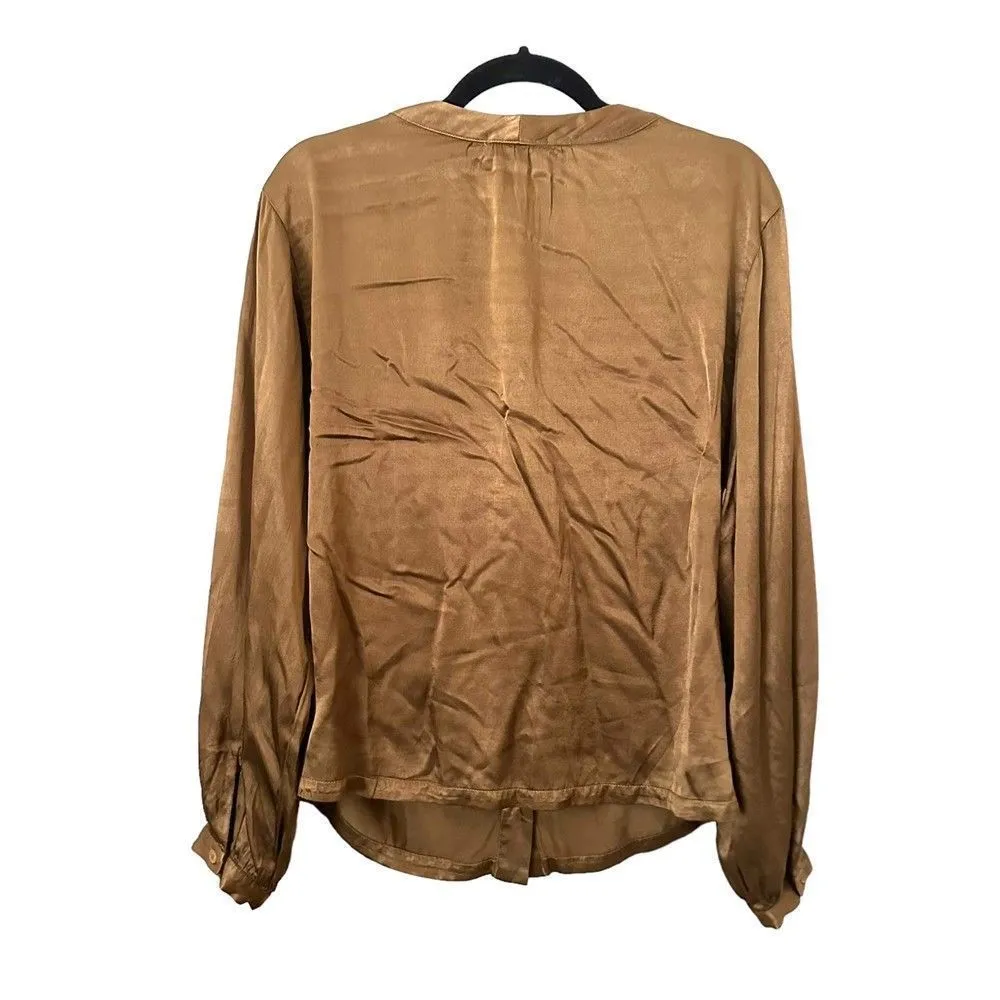 LACAUSA‎ Devi Satin Buttoned Blouse Sz S - Image 3