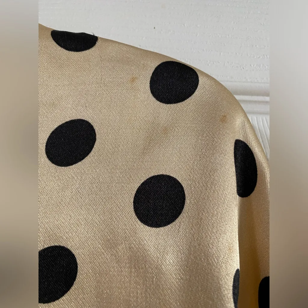 Zara polka dot pajama blouse gold black dots size xs - Image 9