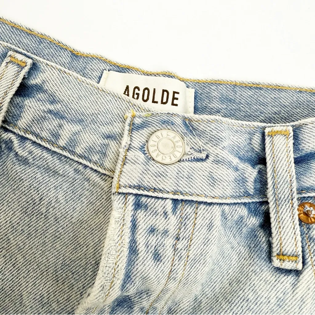 AGOLDE X Free People Riley High Rise Denim Jean Shorts Groove Light Wash - Image 10