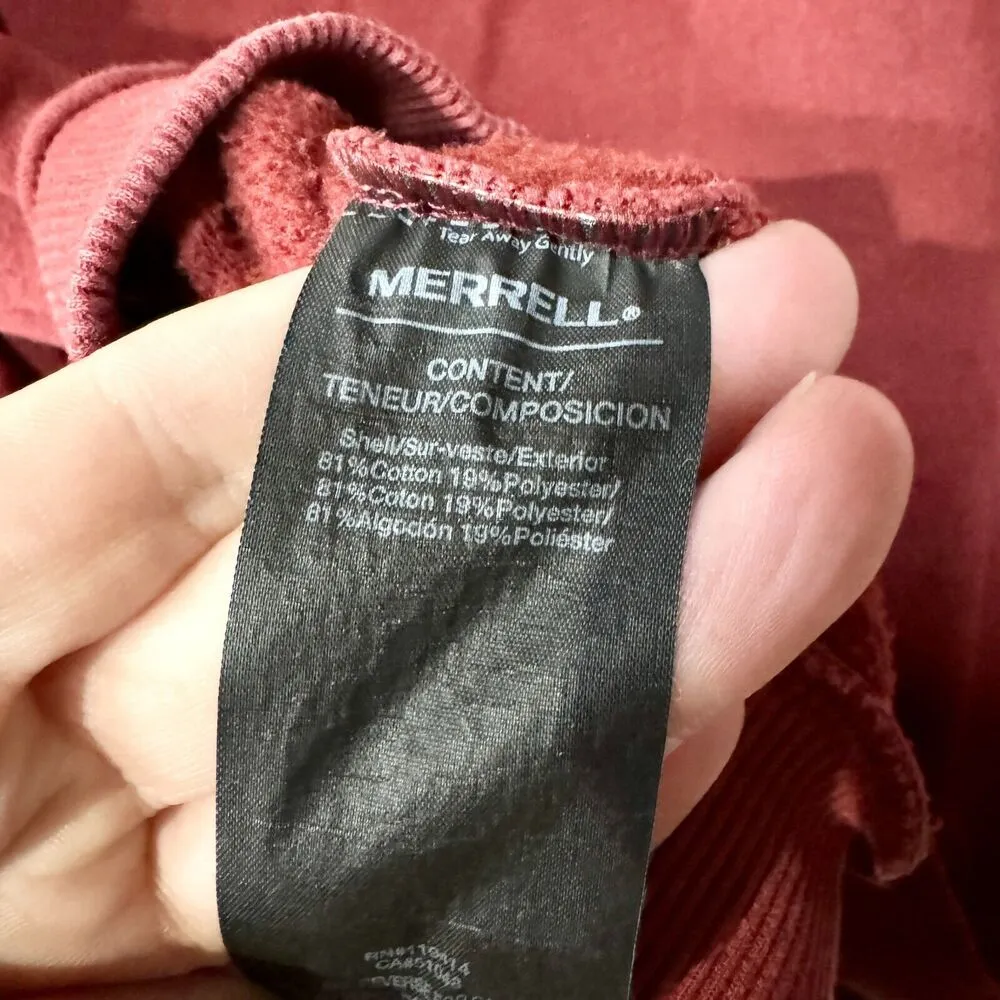 MERRELL Sweater Women Size Medium Red Full Zip Hooded Graphic Outdoor Cotton - Image 5