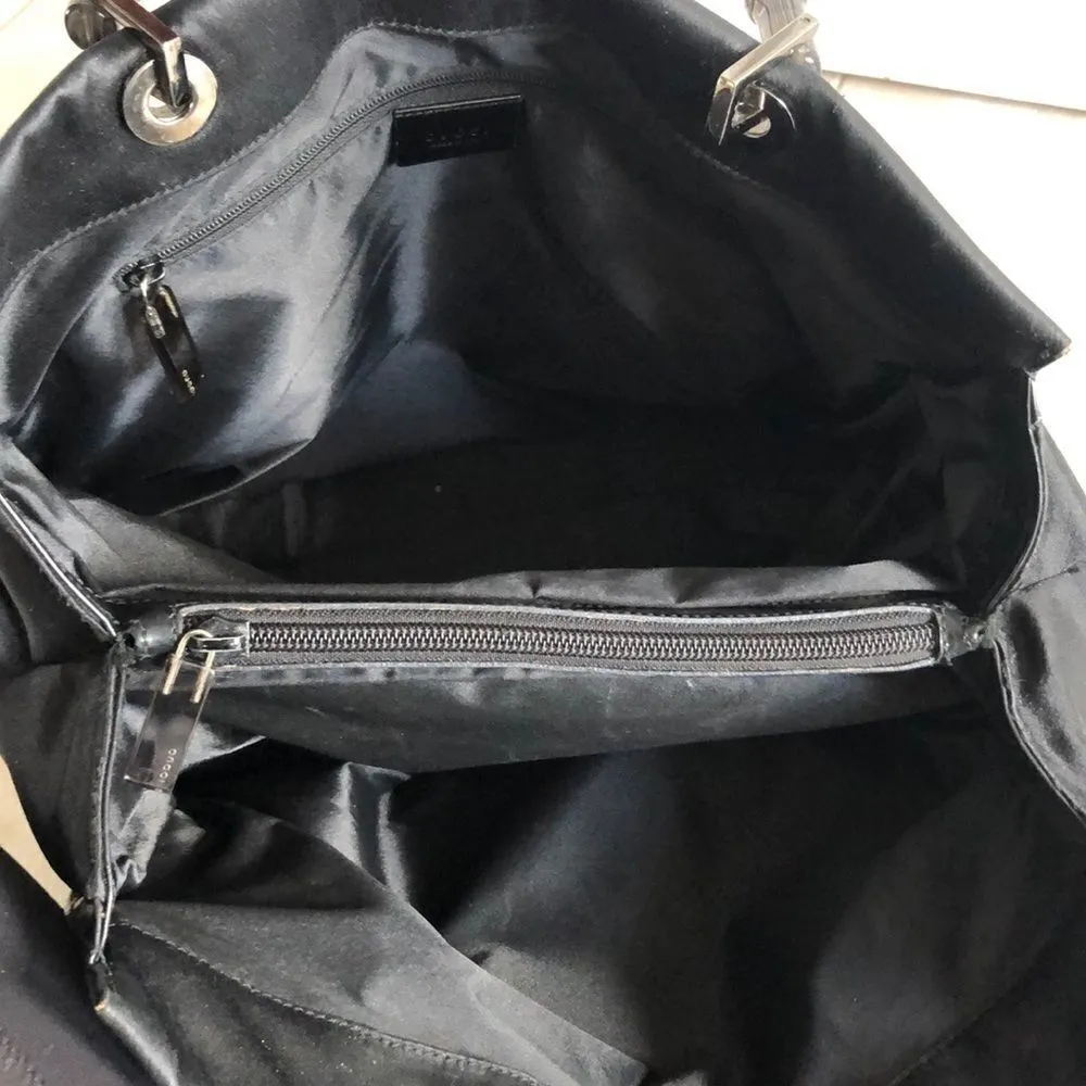 Gucci Black Double Bamboo Handle Tote Bag - Image 8