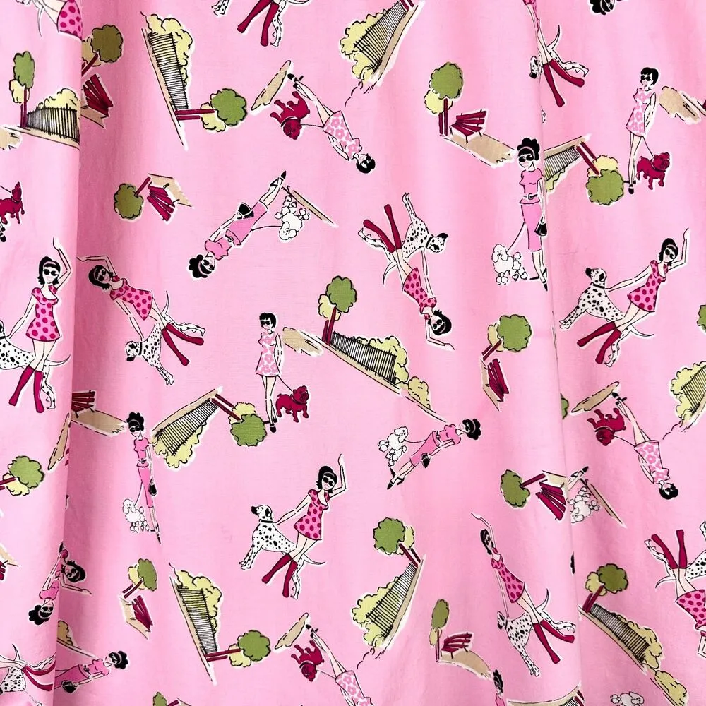 Vintage Byer Too Dog Park Mini Dress Size 9 Modern 4 Pink Retro Bow Detail - Image 5