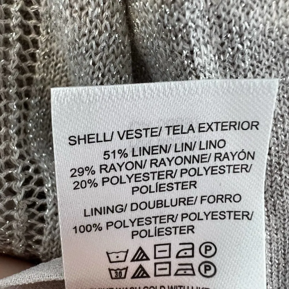 Lucky Brand Layered Linen Rayon Long Sleeve Knit Top Taupe Gold Shimmer XS - Image 6